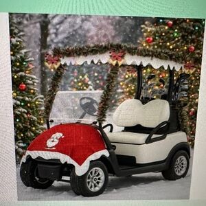 Festive Holiday Golf Cart Decor with Red and White Accents